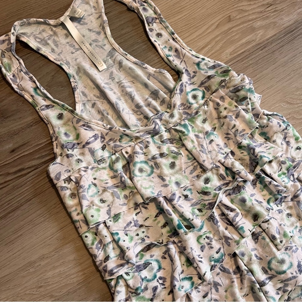 Lauren Conrad Women’s Floral Sleeveless Top - Green and Cream Size XS